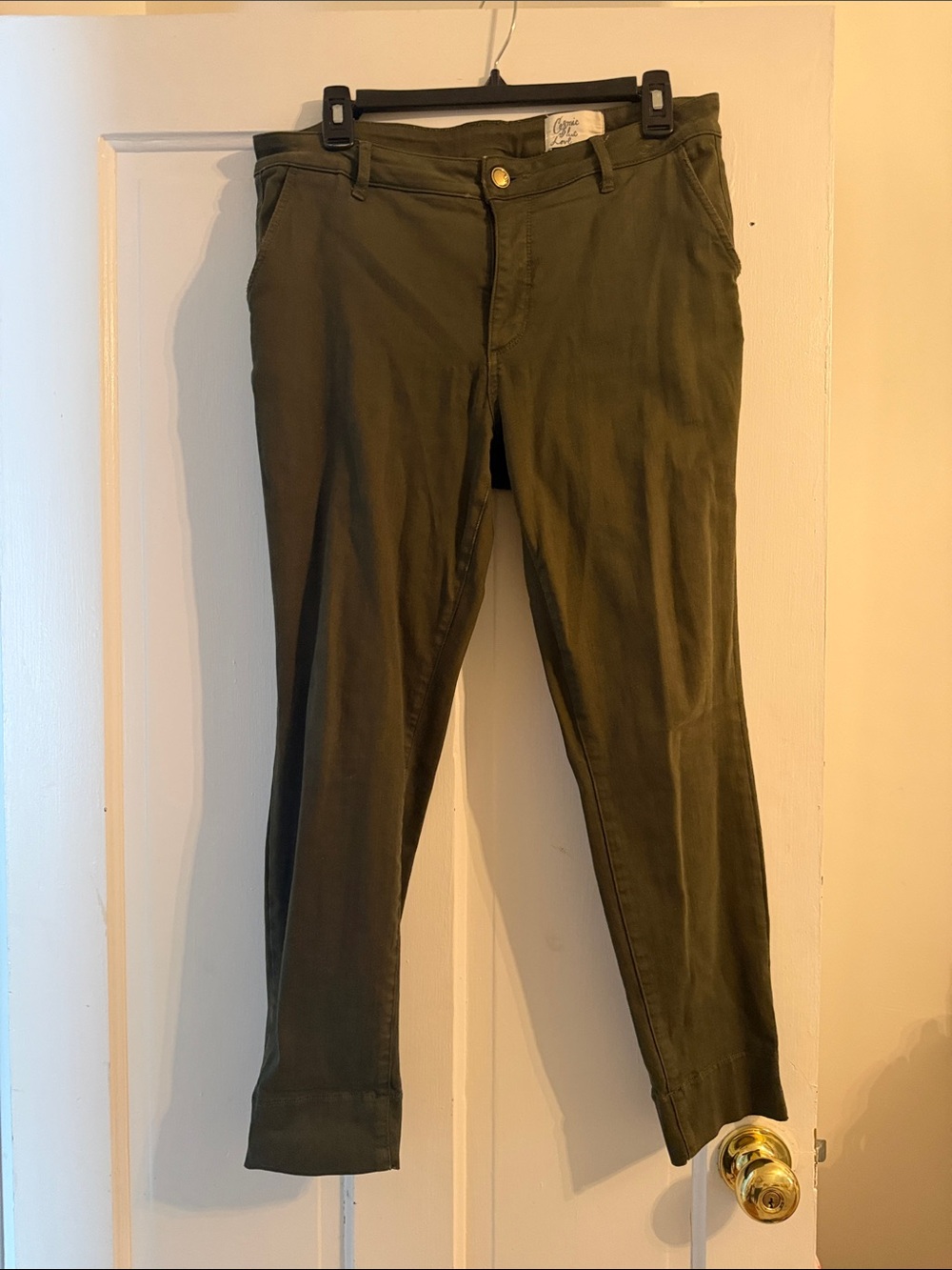 Women’s Cosmic Blue Love Olive Green Slim Chino Pants